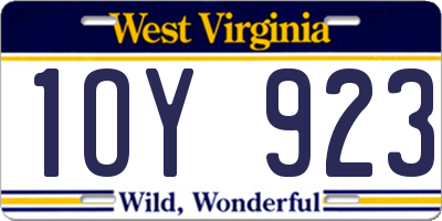 WV license plate 1OY923
