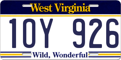 WV license plate 1OY926