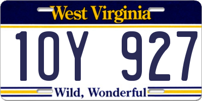 WV license plate 1OY927