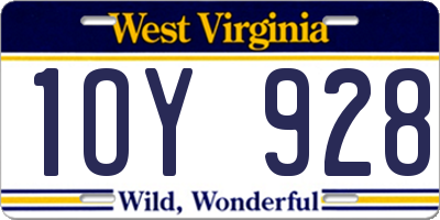 WV license plate 1OY928