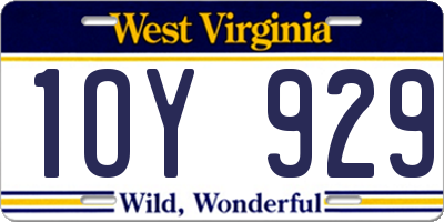 WV license plate 1OY929