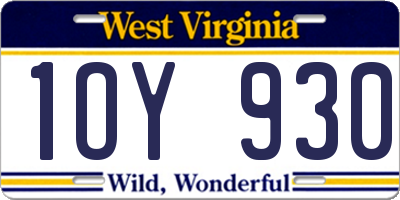 WV license plate 1OY930