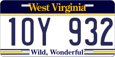 WV license plate 1OY932