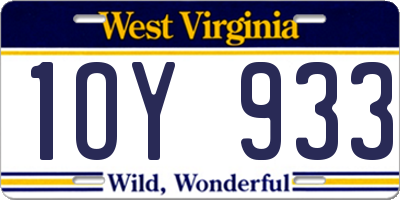 WV license plate 1OY933