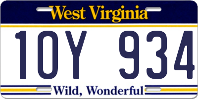 WV license plate 1OY934