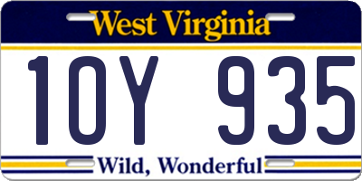 WV license plate 1OY935