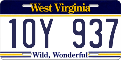 WV license plate 1OY937