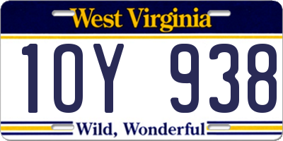 WV license plate 1OY938
