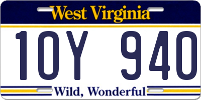 WV license plate 1OY940