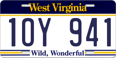 WV license plate 1OY941