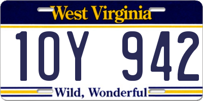 WV license plate 1OY942