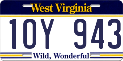 WV license plate 1OY943