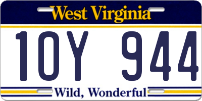 WV license plate 1OY944