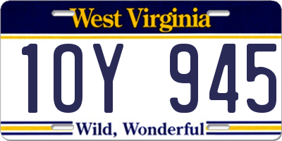 WV license plate 1OY945