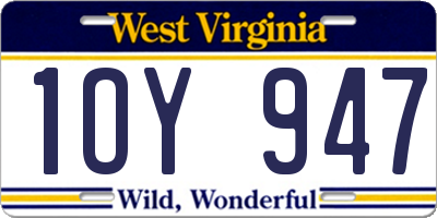 WV license plate 1OY947