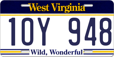 WV license plate 1OY948
