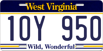 WV license plate 1OY950