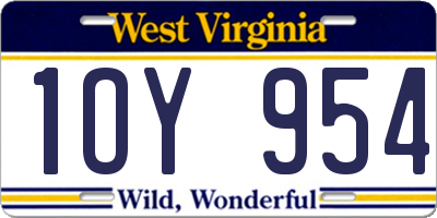 WV license plate 1OY954