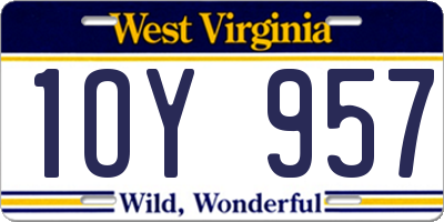WV license plate 1OY957