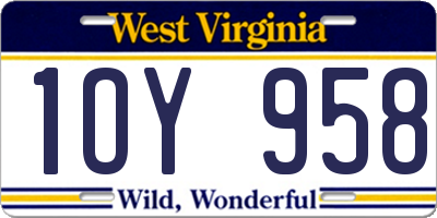 WV license plate 1OY958