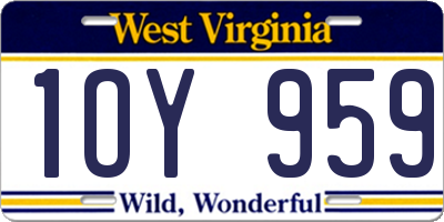 WV license plate 1OY959