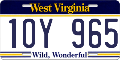 WV license plate 1OY965