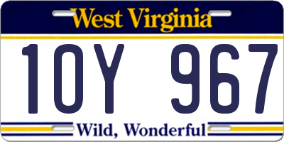 WV license plate 1OY967
