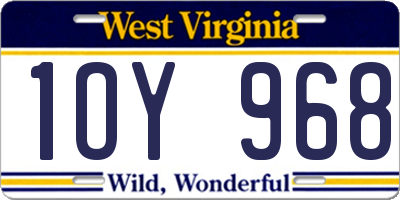 WV license plate 1OY968