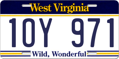 WV license plate 1OY971