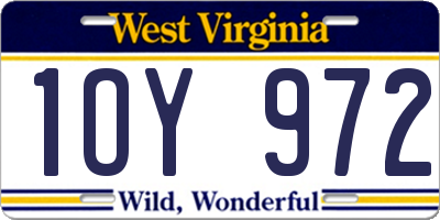 WV license plate 1OY972