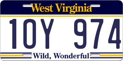 WV license plate 1OY974