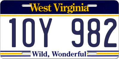WV license plate 1OY982