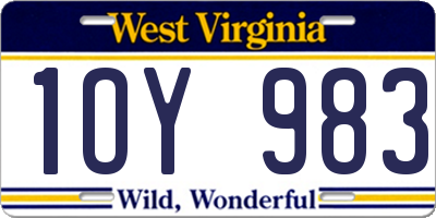WV license plate 1OY983