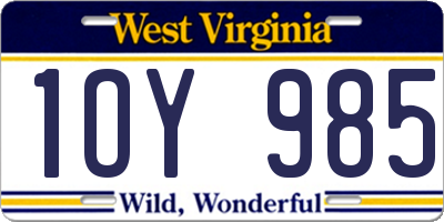 WV license plate 1OY985