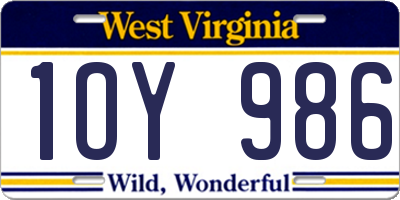 WV license plate 1OY986