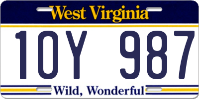 WV license plate 1OY987