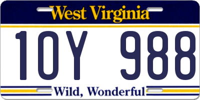 WV license plate 1OY988