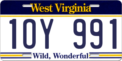 WV license plate 1OY991