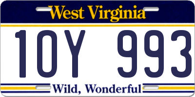 WV license plate 1OY993