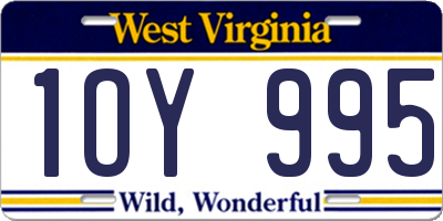 WV license plate 1OY995