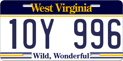 WV license plate 1OY996