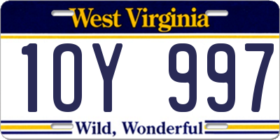 WV license plate 1OY997