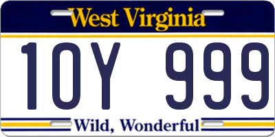 WV license plate 1OY999