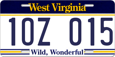 WV license plate 1OZ015