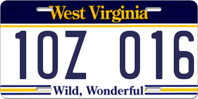 WV license plate 1OZ016
