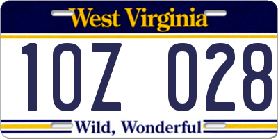 WV license plate 1OZ028
