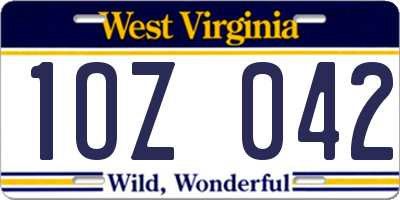 WV license plate 1OZ042