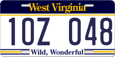 WV license plate 1OZ048