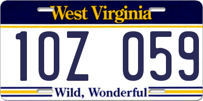 WV license plate 1OZ059