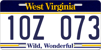 WV license plate 1OZ073